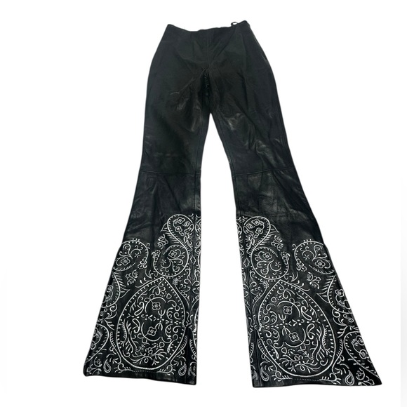 NWT Free People x Understated Leather Black Leather Embroidered Moto Pants S - Picture 7 of 16